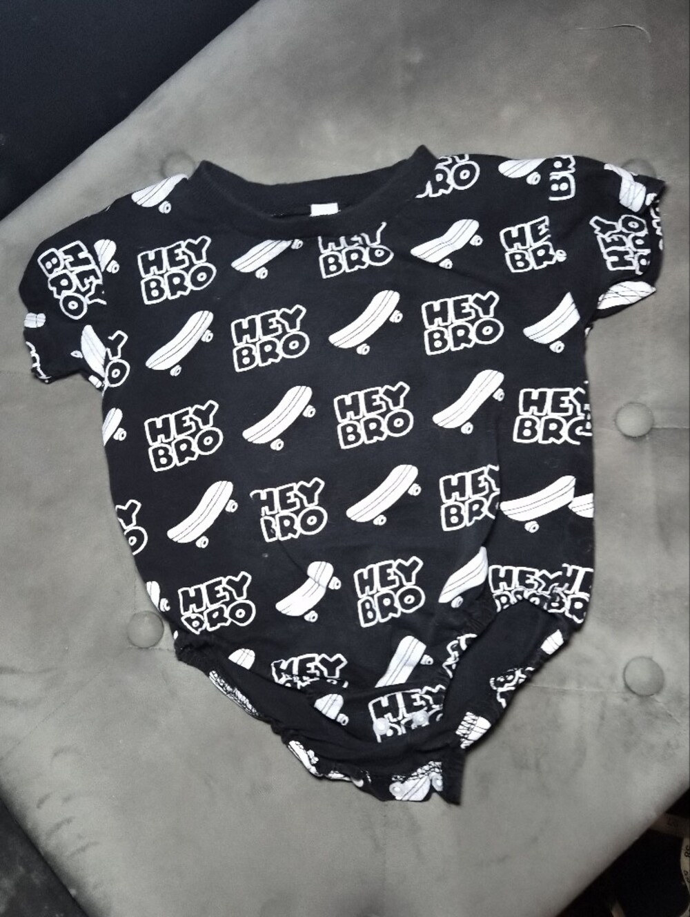 Hey Bro Black Graphic Baby One-Piece